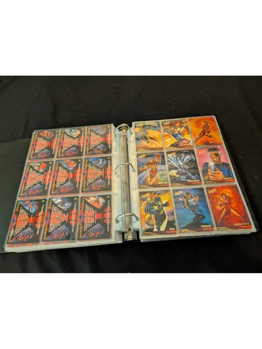 Vintage 1990s Marvel Spider-Man Trading Cards Collection in Binder - Full Series